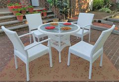 Caribbean Resin Wicker Bistro Dining Set 36" Round (2-Arm 2-Side Chairs) (Table Has Umbrella Hole)