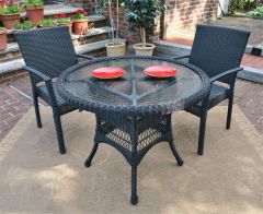 Caribbean Resin Wicker Bistro Dining  Set 36" Round (2-Arm Chairs) (Table Has Umbrella Hole)