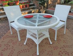 Caribbean Resin Wicker Bistro Dining  Set 36" Round  (2-Side Chairs) (Table Has Umbrella Hole)