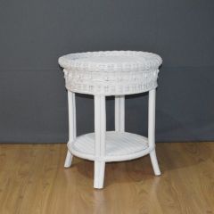 Victorian Rnd Beaded End Table - White
