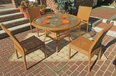 Caribbean Resin Wicker Dining Set (4-Side Chairs) 48' Round