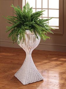 Wicker Plant Stand White Ashley Style.