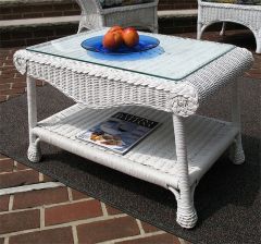 Wicker Coffee Table w/ Glass Top , Natural Wicker, Diamond Style.(2 colors)