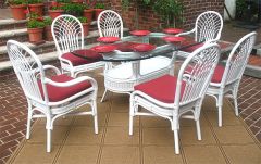 Natural Rattan Oval Dining Set Savannah 72" Oval (White or Brown)