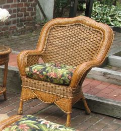 Natural Wicker Chair, Tangiers Style /Seat Cushion