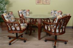 (5) Piece Trinidad Dining Set with Tilt/Swivel Castered Dining Chairs