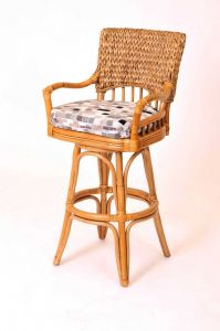 Wicker Bar Stool, Tilt Swivel Seats, Bay Point Style Antique Honey (Minimum 2)
