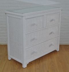 Augusta 4- Drawer Split with Glass Top, White
