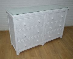 Augusta 6- Drawer Dresser with Inset Glass Top Available in White, Whitewash & Teawash Brown