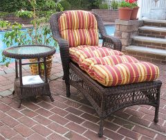 Belair Resin Wicker Chaise Lounge with Seat & Back Cushions, Antique Brown