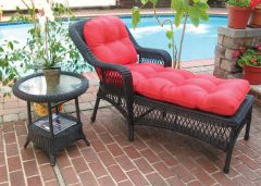 Belair Resin Wicker Chaise Lounge with Seat & Back Cushions, Black