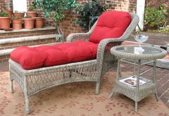 Belair Resin Wicker Chaise Lounge with Seat & Back Cushions, Driftwood