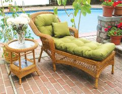 Belair Resin Wicker Chaise Lounge with Seat & Back Cushions, Golden Honey