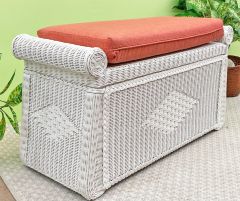 Wicker Trunks, Blanket Chest with Seating (Cushion separate purchase-below) White