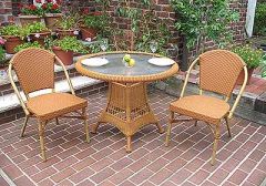 Resin Wicker Cafe Bistro Dining Set 36"Round (Table Has Umbrella Hole)