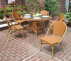 Resin Wicker Cafe Dining Set 48" Round 5 Chairs