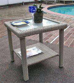 Resin Wicker End Table, Caribbean Style