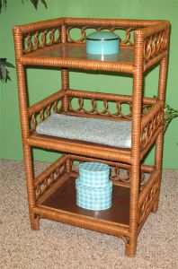Circle Design Wicker Floor Shelf, Tea Wash