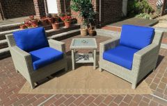 Caribbean Wicker Chat Set with Square Table