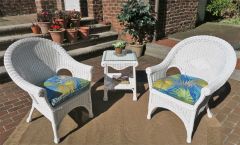 3 Piece Natural Wicker Diamond Chat Set of 3