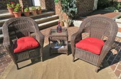 3 Piece Malibu Resin Wicker Chat Set with Square Table