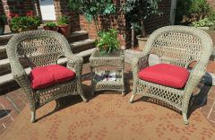 3 Piece Madrid Resin Wicker Chat Set (2) Chairs (Square Table)