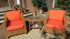 Caribbean Slope Arm Wicker Chat Set with Square Table