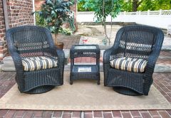 Bel Aire Resin Wicker Swivel Glider Chat Set (Square Table) 