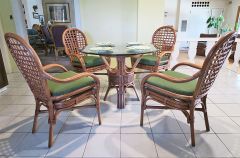 Natural Rattan Dining Sets, Coronado 36 Inch Round (4-Arm Chairs)