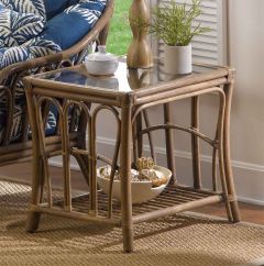 Wicker End Table, Rattan Frame, Bimini Style (Custom Finishes)