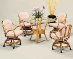 Classic Comfort Rattan Dining Set 42" Square Round Glass (Custom Finishes Available)