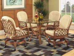 Grand Isle Rattan Dining Set 42" Square Round Glass (Custom Finishes Available)