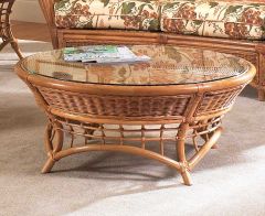 Wicker Cocktail Table, Round Rattan Frame, Mountain View Style (Custom Finishes)