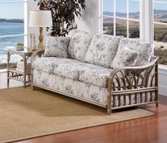 Wicker Sleeper Sofa, Ocean View Style (Custom Finishes Available) Ships White Gove