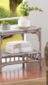 Wicker End Table, Rattan Frame, Ocean View Style (Custom Finishes)