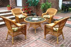 Belaire Resin Wicker Conversation Set (1) 24" High Table (4) Chairs