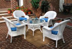 Malibu Resin Wicker Conversation Set (1) 24 High Table (4) Chairs