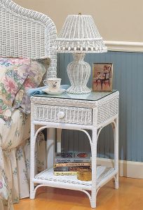 Wicker Night Table with Glass Top Diamond Style (4 colors)