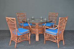 Rattan Dining Set 48" Round Dorado Style (2-Arm & 2-Side Chairs) Brand New (2) Frame Colors