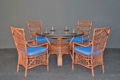 Rattan Dining Set 48" Round Dorado Style (4) Arm Chairs) Brand New (2) Frame Colors