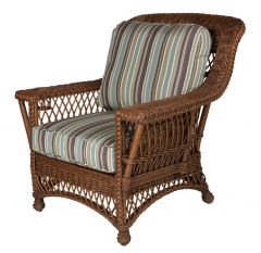 Lancaster Natural Wicker Chair with Magazine & Glass Holder High Back