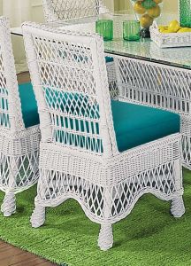  Wicker Dining Chair W/Seat Cushion  Capri Style Armless