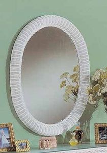 Extra Large Oval Wicker Mirror, White