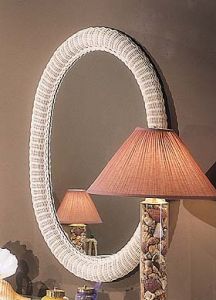 Extra Large Oval Wicker Mirror, White Wash