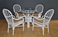 Florentine 42" Round Rattan Dining Sets (4-Arm Chairs)