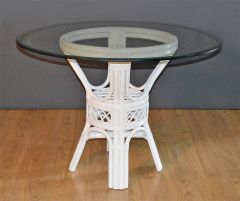 Florentine Pole Rattan 42" Round Dining Table with Glass Top