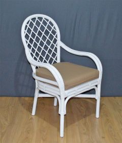 Rattan Dining  Chair with Seat Cushion, Florentine Style with Arms (White, Whitewash & Teawash Brown) (Min 2)