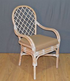 Rattan Dining  Chair Whitewash Florentine Style w/Arms  (Min 2)