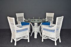 Wicker Dining Sets 42" Round Beaded Francesca Style (4-Arm Chairs)