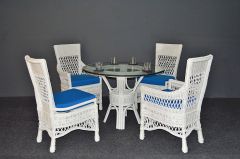Wicker Dining Set 42" Round Beaded Francesca Style (2-Arm & 2-Side Chairs)